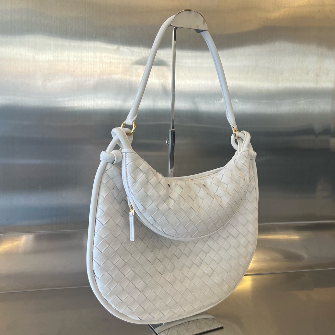 Large Gemelli Intrecciato Leather Shoulder Bag White